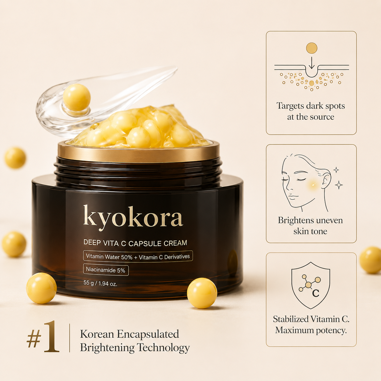 Kyokora™ Capsules Vitamin C - Advanced Korean Technology for Brighter, More Even-Toned Skin